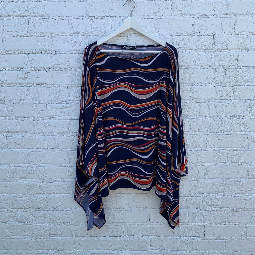 Gorgeous flowy tunic top sz XS. Blue, red, orange